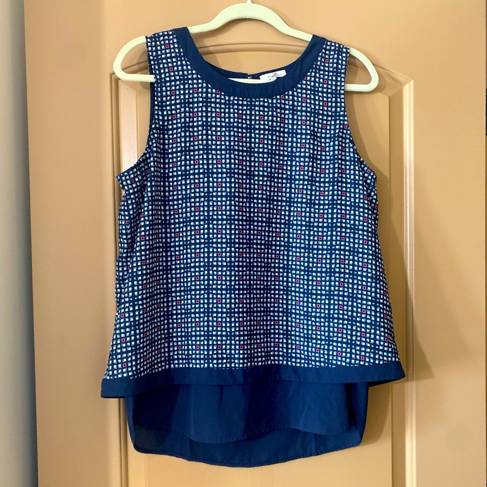 Pleione Sleeveless Navy Blouse EUC